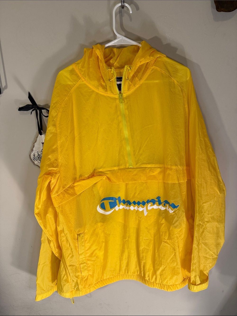 Champion Bright Yellow Kids' Hooded Windbreaker with Logo